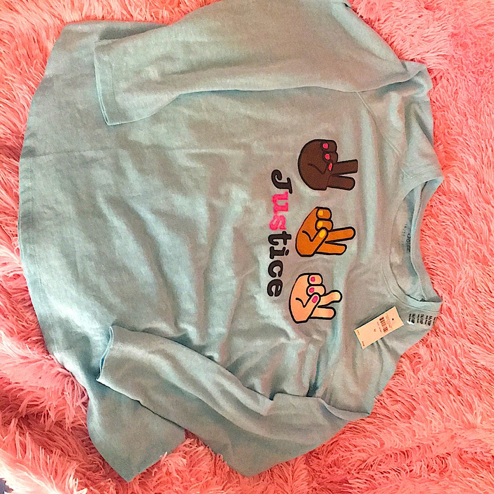 NEW Justice light blue thin long sleeve tshirt.